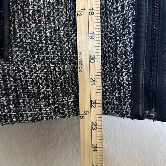 Banana Republic Sweater Women 8 Wool Blend Full Zip Sequined Metallic Black Grey - Picture 4 of 13